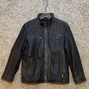 Black Rivet Men's Dark Leather Jacket Size Large